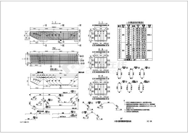 桥墩盖梁-10度-3柱－连续墩详图-图一