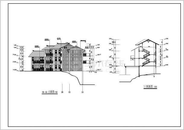渝东南框3层架结构民俗风情街建筑方案图-图二
