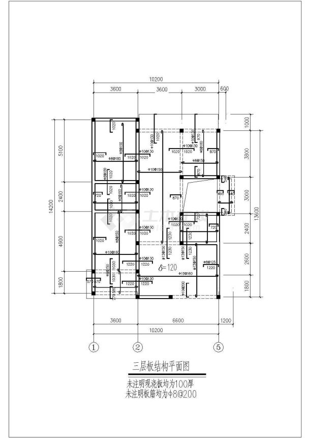 某典型实用性别墅楼建筑结构施工全套图-图二