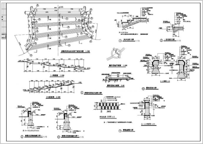 某地区跌落式花坛及台阶全套施工图_图1