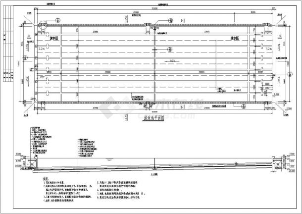 50M*16M标准游泳池全套建筑施工图纸-图一