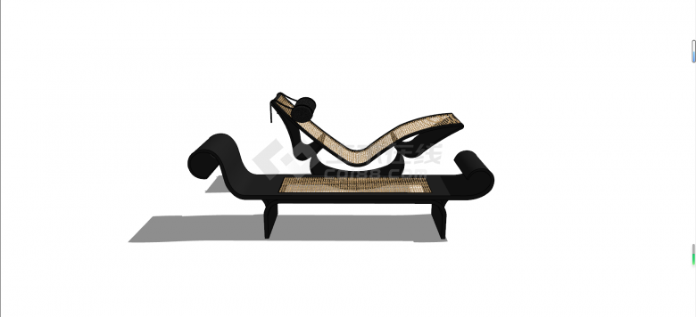 创意暗色调户外躺椅su模型-图二