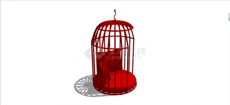 红色笼子形户外桌椅su模型-图二