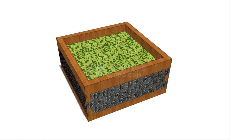 中式复古木质花箱种植箱su模型-图二