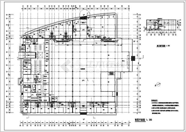 某地二层框架结构超市建筑平立面布置图-图一