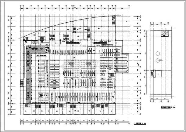 某地二层框架结构超市建筑平立面布置图-图二