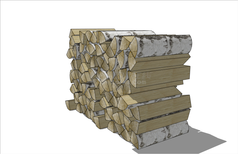 一堆原木杉木桩su模型-图二