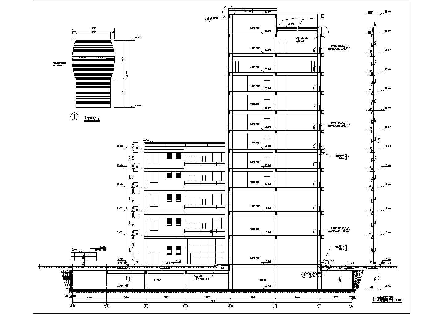 成都某企业十二层科研楼建筑设计施工图