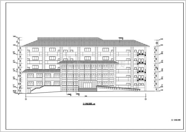 某学校6层坡屋面图书馆建筑设计方案-图一