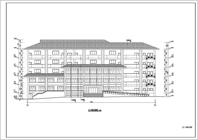 某学校6层坡屋面图书馆建筑设计方案_图1