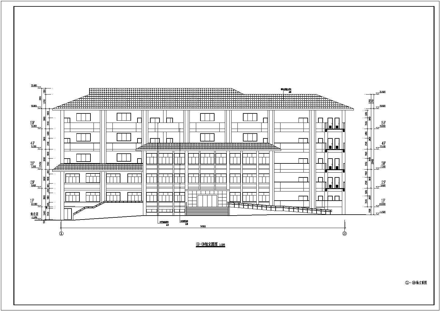 某学校6层坡屋面图书馆建筑设计方案