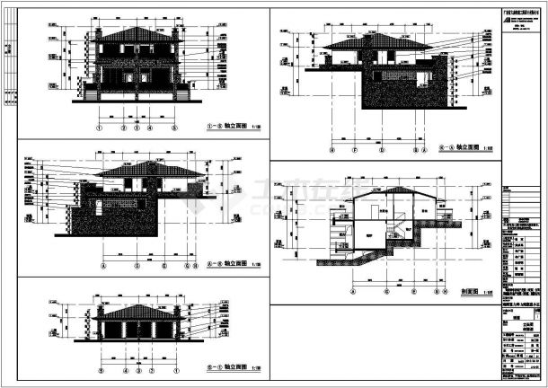 富力湾小区三套二层别墅建筑设计施工图-图一