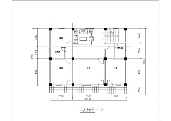北方某地区三层别墅建筑设计平面图_图1