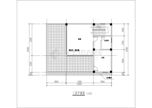 北方某地区三层别墅建筑设计平面图-图二