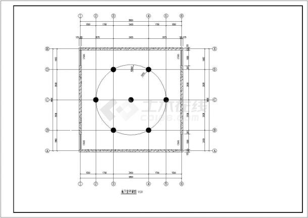 某地4层框架结构大型景观亭建筑施工图-图二
