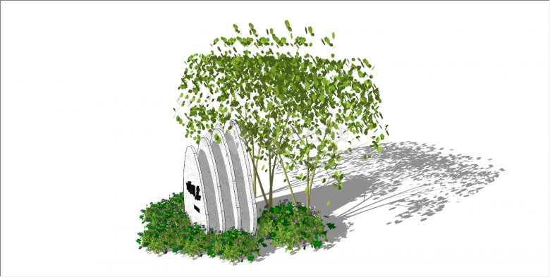 小型现代带绿植景墙su模型-图二
