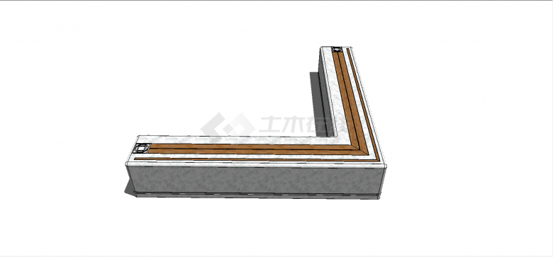 中式半正方形边样式石椅镶木板式长凳座椅su模型-图二