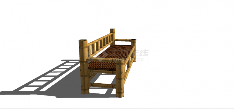 中式藤条面竹子材质躺椅su模型-图二