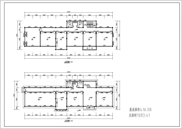 山东某地区水库管理三层办公楼建筑设计平面方案_图1