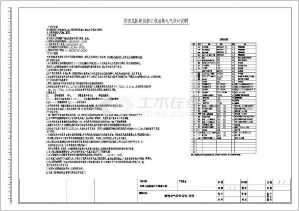 某地九层中心医院装饰电气设计施工图-图一