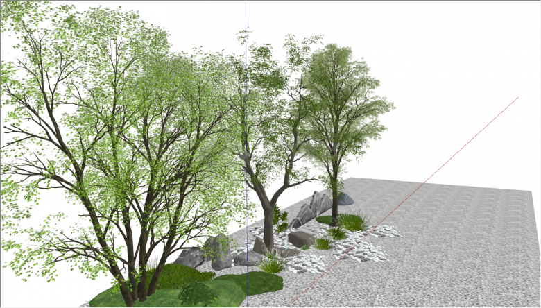 现代景观树树木石头su模型-图二