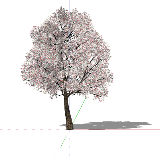 粉白别致3d有色叶树木su模型_图1