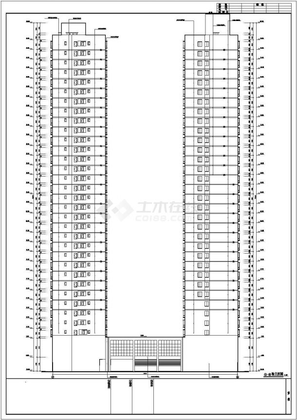 某地区33层框架结构商务大厦建筑设计施工图-图一