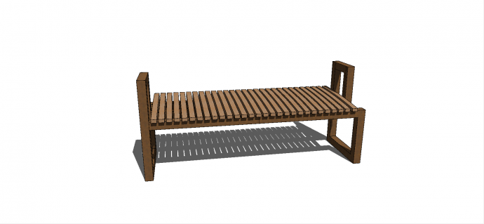 现代非对称木板条拼接式长椅su模型_图1