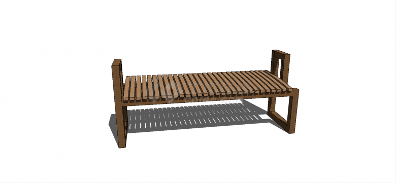 现代非对称木板条拼接式长椅su模型-图一