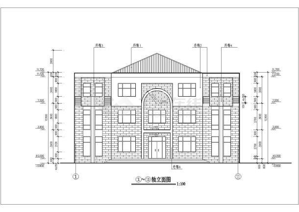 某地区新农村三层活动室建筑设计方案-图二