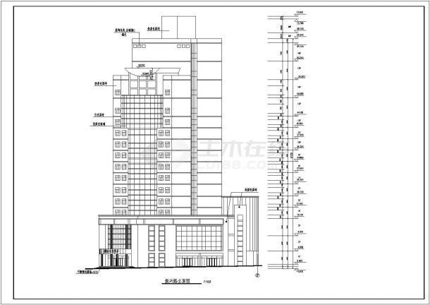 合川市16层广播电视中心建筑设计施工图-图一