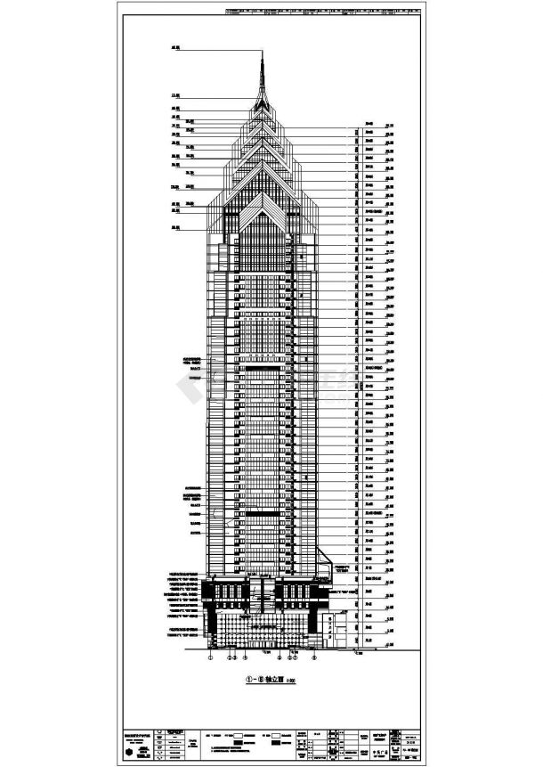 新疆中天大厦55层办公楼建筑方案图-图一