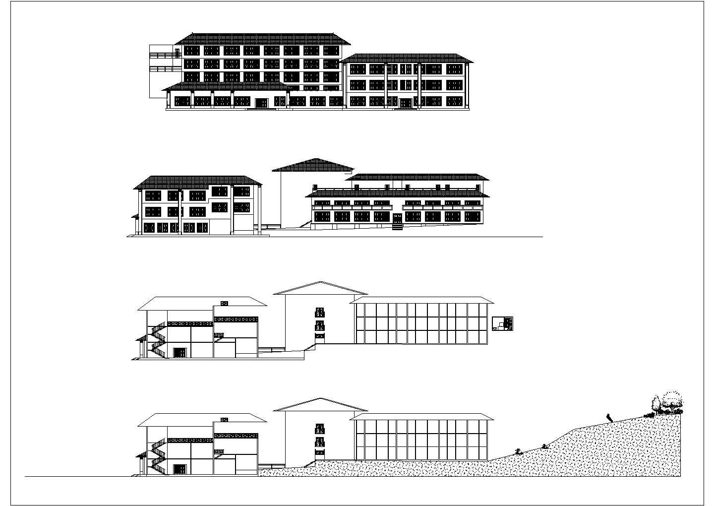 学生课程设计某旅游景点四层山地旅馆设计方案