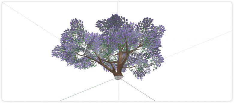大枝桠紫色3d有色叶树木su模型-图二