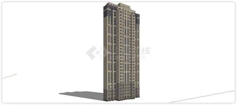 顶层复式高级高层住宅su模型-图一