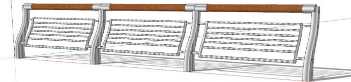 带有木质扶手的立体不锈钢栏杆 su模型_图1