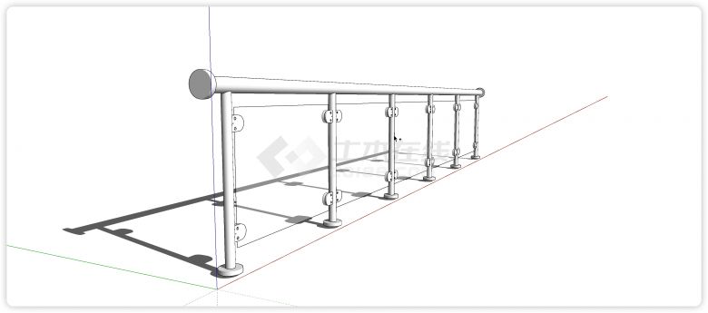 白色柱状结构玻璃栏杆su模型-图二