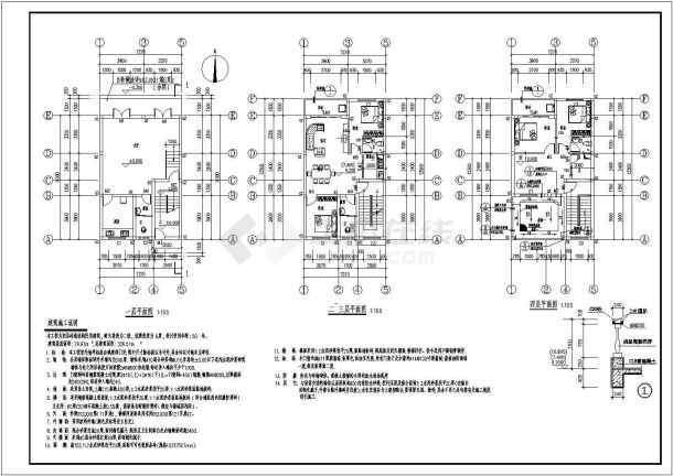 某私人四层砖混结构住宅建筑设计施工图-图一