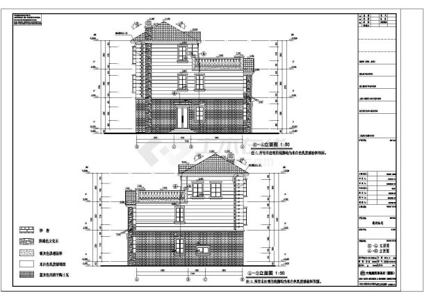 某地三层框架结构自建别墅建筑设计施工图-图二