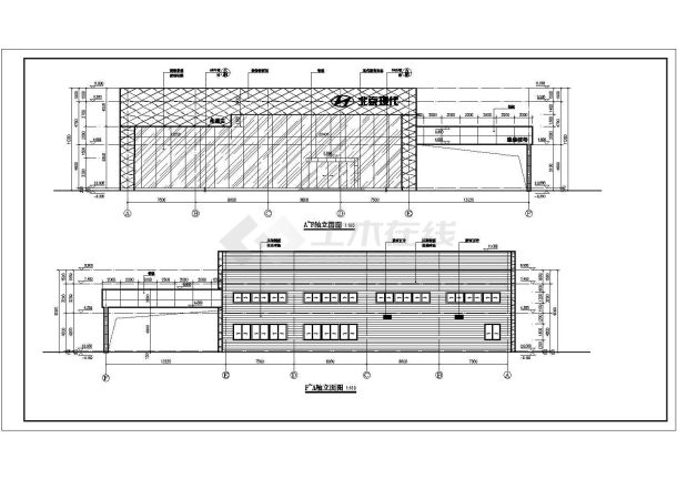 某地区汽车展厅4s店建筑方案设计图-图一