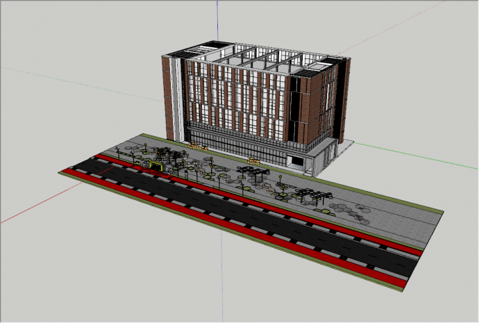 现代化城市建设大型商场商业街su模型_图1