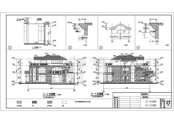 某地区3层框架结构欧式别墅建筑方案图-图二