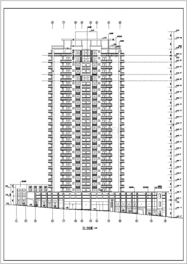 某小区24层框架剪力墙结构多户型住宅楼建筑方案图-图一