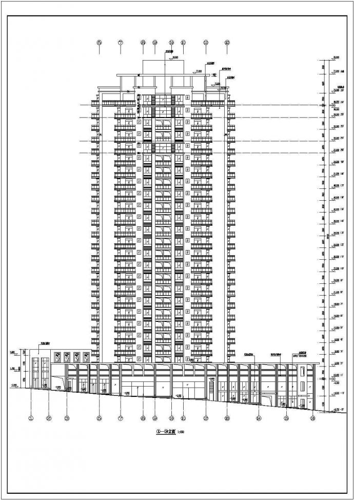 某小区24层框架剪力墙结构多户型住宅楼建筑方案图_图1