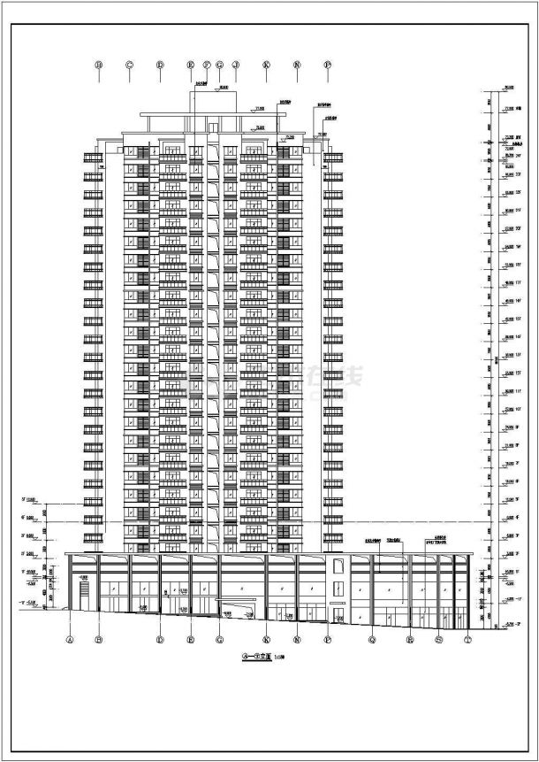 某小区24层框架剪力墙结构多户型住宅楼建筑方案图-图二