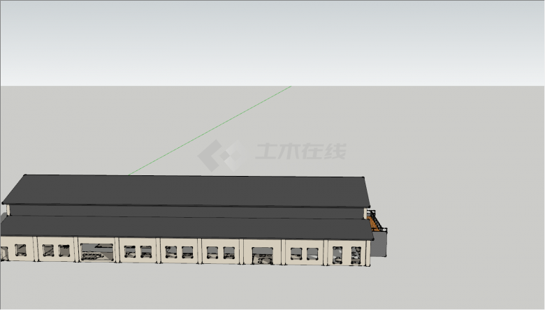 现代两层厂房建筑的SU模型设计模型-图二