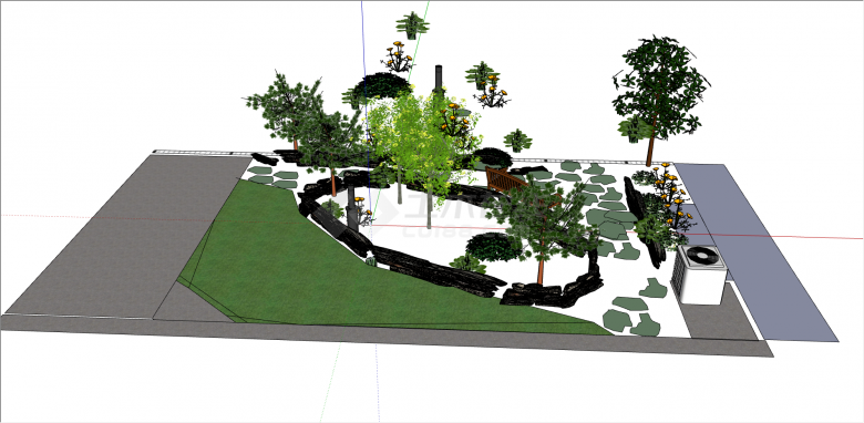 中式多绿植园艺庭院su模型-图二