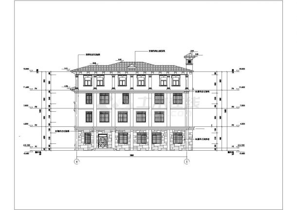 某地区欧式风格四层别墅建筑设计方案-图一