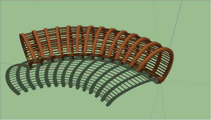 弧形半圆廊架木质架SU模型_图1