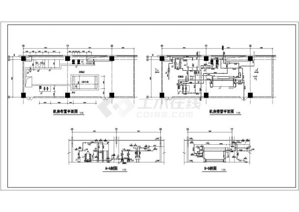 某空调系统制冷机房施工图（溴化锂机组）-图二